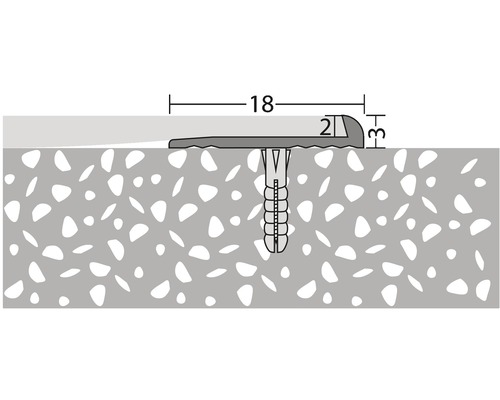 Illustration eines Übergangsprofils mit Befestigung und Maßangaben