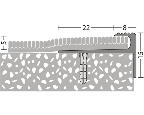 Illustration eines Treppenkantenprofils mit Maßen für Heimwerker.