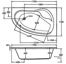 Einbau Whirlpool Raumsparbadewanne OTTOFOND Poel 110 x 175 cm weiß glänzend 55340-thumb-2