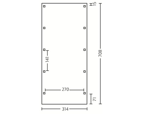 Technische Zeichnung mit Maßangaben: 314, 708, 270, 141, 71, 15