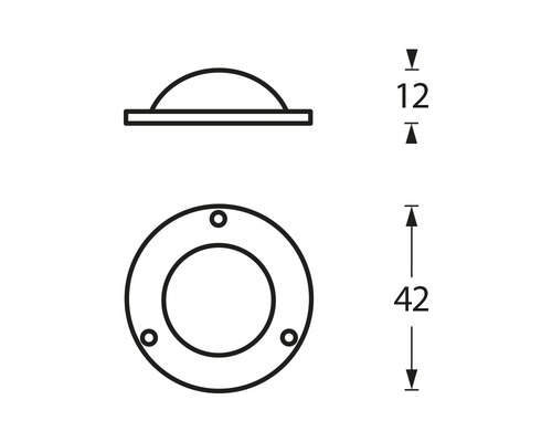 Technische Zeichnung einer Bodeneinbauleuchte mit Maßangaben