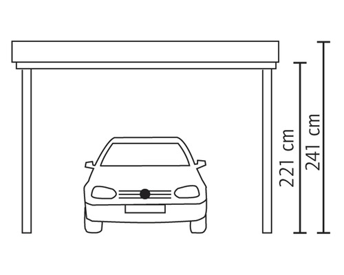 Illustration eines Carports mit den Maßen 221 cm und 241 cm