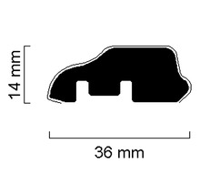Querschnitt eines Profils mit den Maßen 14 mm x 36 mm