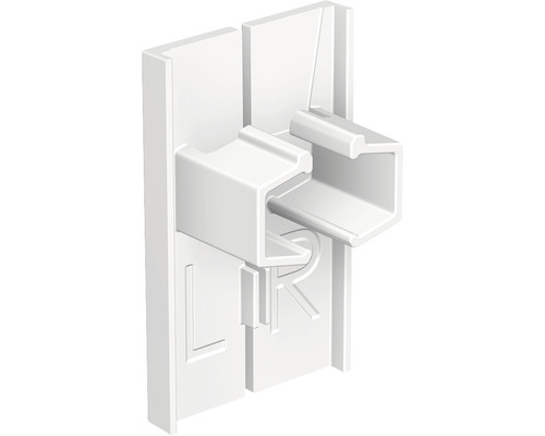 Kunststoffhalterung mit der Kennzeichnung links und rechts