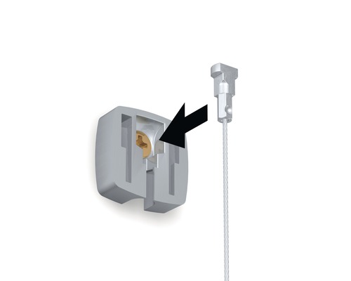 Bild von einer Galerieschiene mit Schraube und Aufhängung