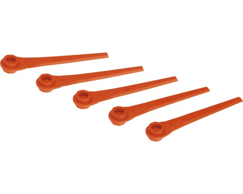 Fünf Fadenschneider-Messer aus Kunststoff