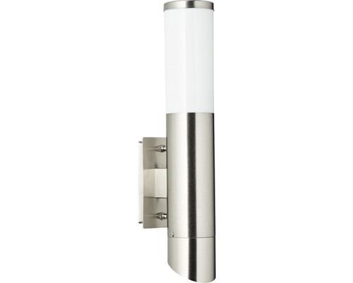 Edelstahl Wandleuchte mit zylindrischem Lampenschirm