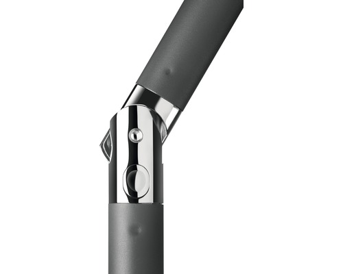 Detailaufnahme eines Sonnenschirmgelenks zur Neigungseinstellung