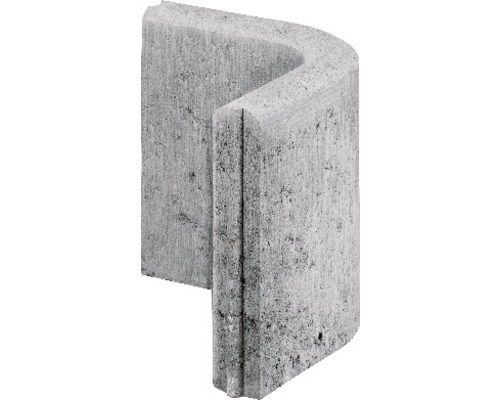 Beton Rasenbordstein Rundwinkel 90° grau mit Nut und Feder 25 x 5 x 25 cm