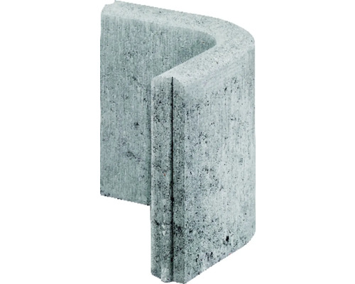 Beton Rasenbordstein Rundwinkel 90° grau mit Nut und Feder 25 x 5 x 25 cm-0