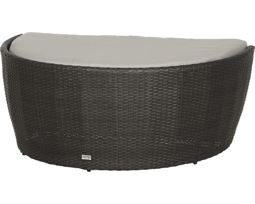Halbrunde Gartenliege aus Polyrattan mit Auflage