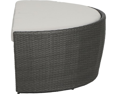 Halbrunder grauer Rattanhocker mit Sitzkissen