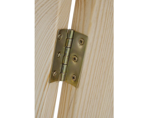 Metallscharnier an einer Holztür befestigt