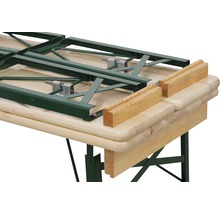 Biertisch mit Untergestell aus Metall und Holzleisten