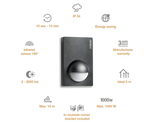 Steinels Bewegungsmelder mit Infrarotsensor und bis zu 1000 Watt Leistung