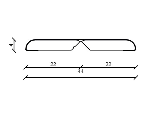 Technische Zeichnung eines Profils mit Maßangaben