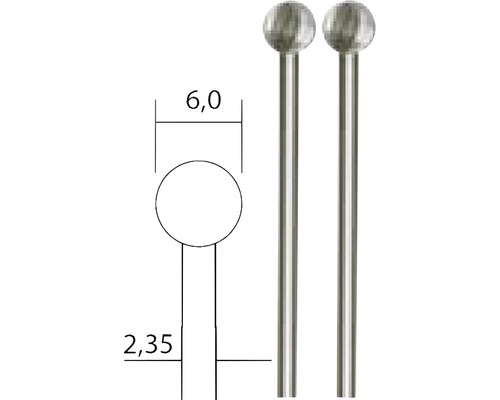 Darstellung von zwei Gardinenstangen mit Kugelende und Maßangaben