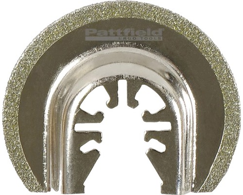 Pattfield Ergo Tools Logo. Multifunktionswerkzeug Sägeblatt mit Diamantbeschichtung.