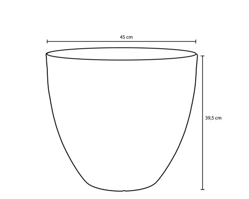 Schema eines Pflanzgefäßes mit den Maßen 45 cm und 39,5 cm