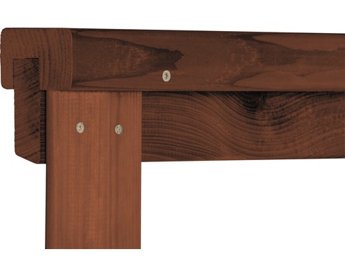 Detailansicht einer Holzkonstruktion mit Schrauben