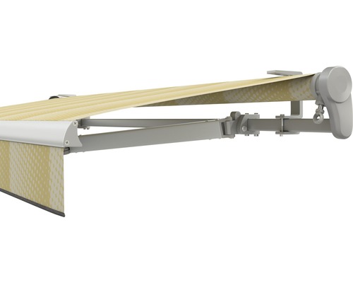 SOLUNA Gelenkarmmarkise Trend 3,5x2,5 Stoff Dessin J201 Gestell Silber eloxiert inkl. Motor, Wandschalter,Nothandkurbel, Sonnen und Windwächter