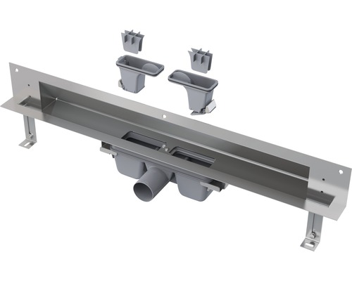 Edelstahl Duschrinne mit Siphon und Montagefüßen