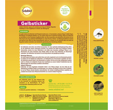 Solabiol Gelbsticker zur Schädlingsbekämpfung mit Produktinformationen zu Anwendungsweise und Produkteigenschaften