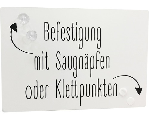 Hinweisschild mit Befestigung durch Saugnäpfe oder Klettpunkte