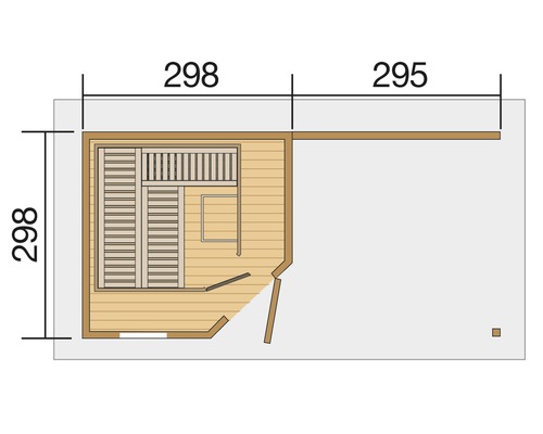 Draufsicht der Sauna mit Maßangaben