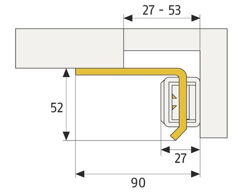 Zeichnung eines Eckverbinders mit Maßangaben