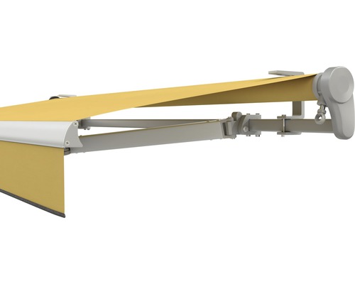 SOLUNA Gelenkarmmarkise Trend 5,5x3,5 Stoff Dessin U415 Gestell Silber eloxiert inkl. Motor, Wandschalter,Nothandkurbel, Sonnen und Windwächter