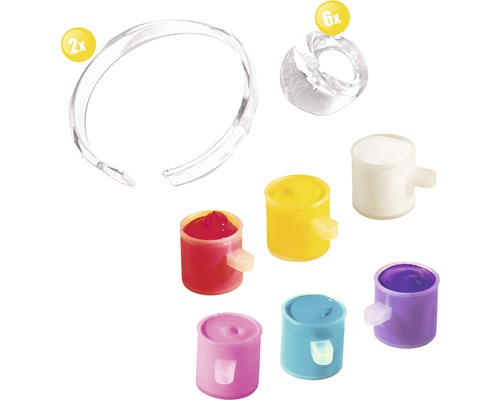 Kreativset mit Farbbehältern, Armreifen und Ringen zum Gestalten von Schmuck