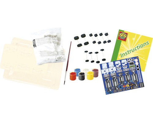 SES Creative Gipsauto-Bausatz mit Gips, Farben, Pinsel, Rädern, Aufklebern und Anleitung