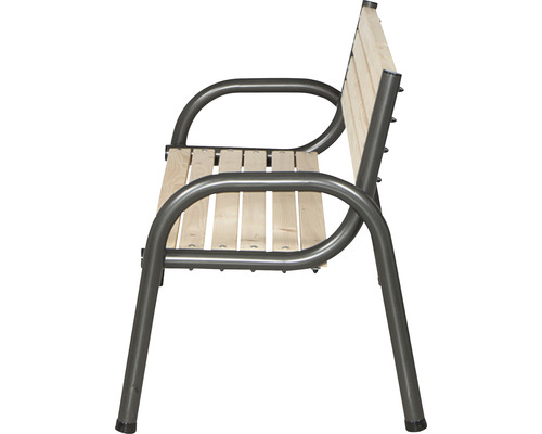 Gartenbank mit Holzlatten und Metallrahmen