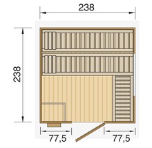 Saunahaus Weka Kuopio inkl.9 kW Bio Ofen u.ext.Steuerung mit Holztüre und Isolierglas wärmegedämmt