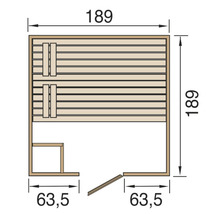 Draufsicht der Sauna mit Maßangaben