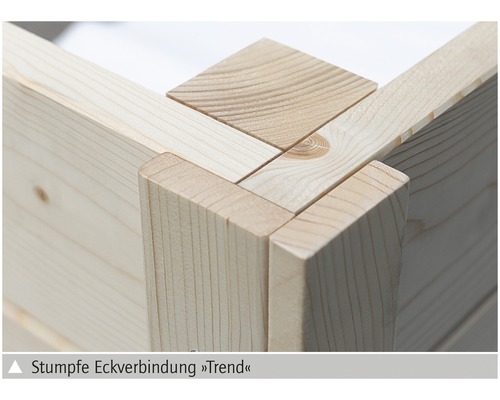 Detailansicht einer stumpfen Eckverbindung aus Holz
