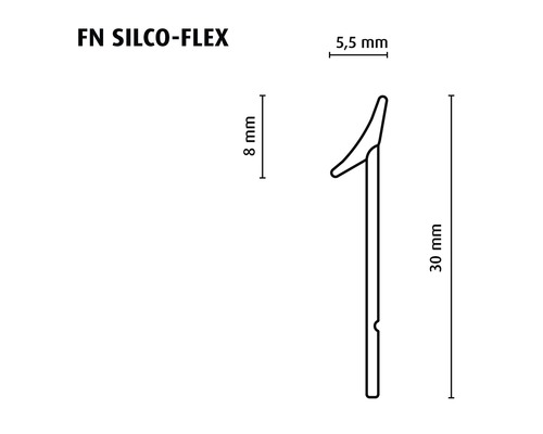 Technische Zeichnung eines FN Silco-Flex Profils mit Maßangaben