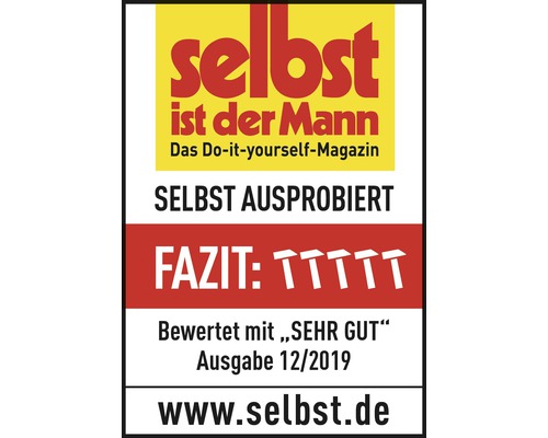Selbst ist der Mann Logo, Do-it-yourself Magazin, getestet, sehr gut, Ausgabe 12/2019, www.selbst.de