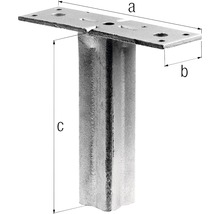 Pfostenfuß aus Metall mit Maßangaben a, b und c
