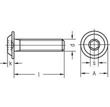 Halbrundkopfschraube m. Innensechskant ISO 7380-2 M8x45 mm galv. verzinkt getempert, 200 Stück-thumb-1