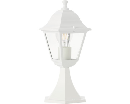 Weiße Sockelleuchte für den Außenbereich mit klarem Glas