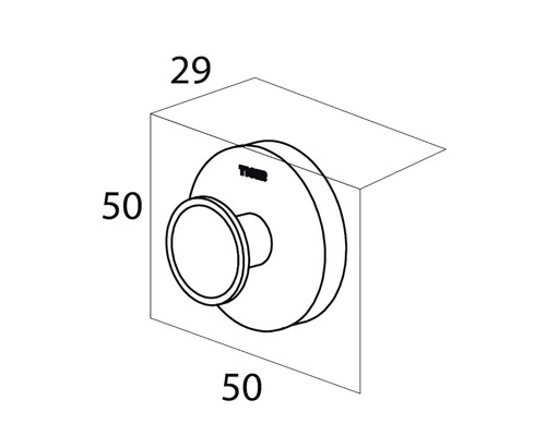 Technische Zeichnung eines Wandhakens mit Maßen