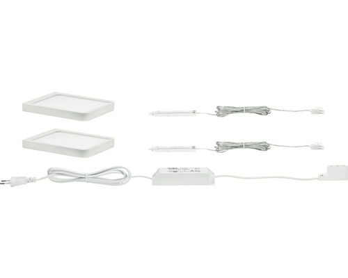 Ein Set aus zwei LED-Einbauleuchten mit zugehörigem Zubehör