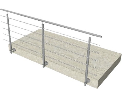 Geländer aus Stahl mit horizontalen Drähten zur Absturzsicherung