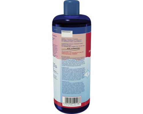 Algenmittel in einer blauen Flasche