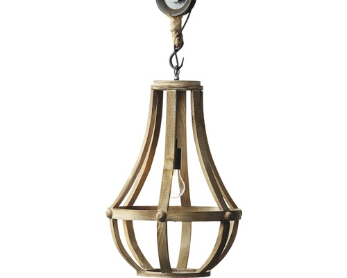 Holzhängeleuchte mit Seilaufhängung