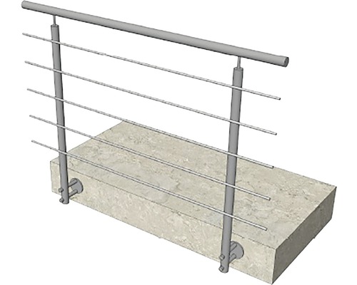 Geländer aus Edelstahl auf Betonoberfläche