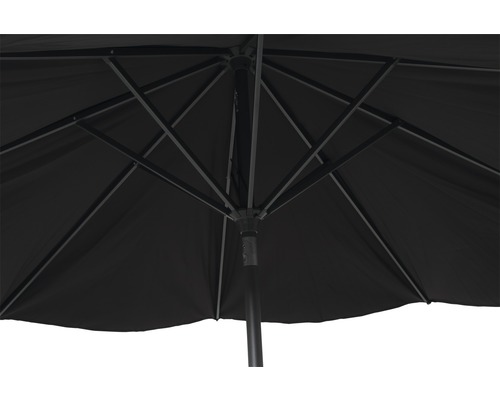 Ansicht von unten eines Sonnenschirms mit Gestell