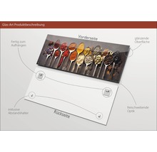 Glasbild mit Gewürzmotiv, inklusive Abstandshalter zur Aufhängung